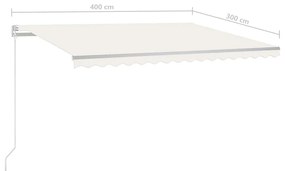 Toldo retrátil automático com postes 4x3 m cor creme