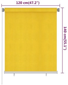 Estore de rolo para exterior PEAD 120x140 cm amarelo