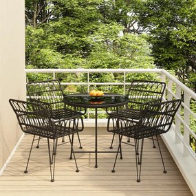 vidaXL 5 pcs conjunto de jantar p/ jardim vime PE preto