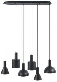 Candeeiro suspenso moderno preto com 6 luzes - Biles Moderno