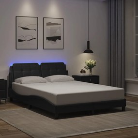 vidaXL Estrutura de cama c/ luzes LED 120x200cm couro artificial preto