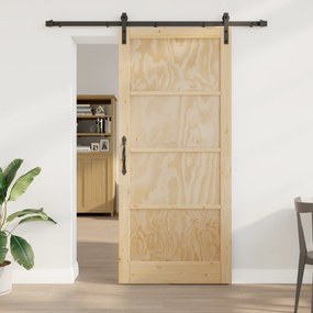 Porta Deslizante vidaXL com Conjunto de Ferragens 93x211 cm Madeira Maciça de Pinho