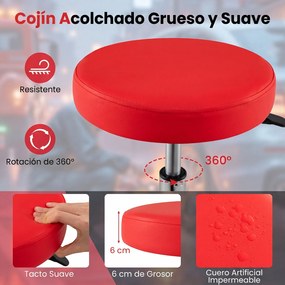 Banco de Oficina, Altura Ajustável, Vermelho+Preto