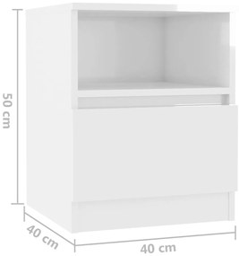 Mesa de cabeceira derivados de madeira branco brilhante