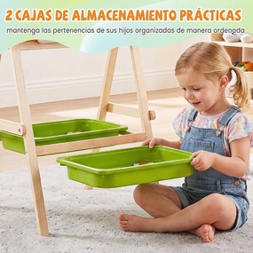 Cavalete Infantil de Desenho de Dupla Face, 51 x 48 x 74-106 cm, Altura Ajustável, Natural