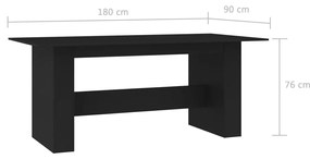 Mesa de Jantar Aqua - Cor Preto - 180x90x76 cm - Design Minimalista