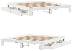 Cama sem colchão 180x200 cm madeira de pinho maciça branco