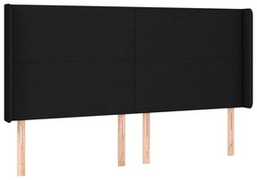 Cabeceira de cama c/ luzes LED tecido 163x16x118/128 cm preto