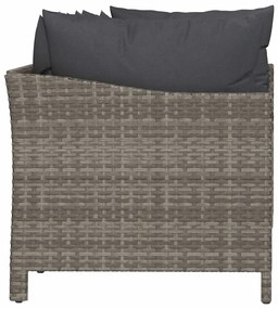 4 pcs conjunto lounge de jardim c/ almofadões vime PE cinzento