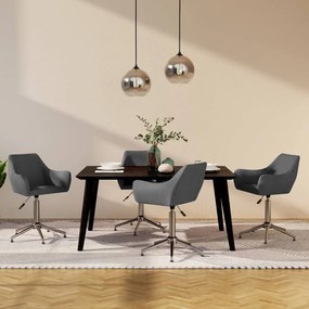 vidaXL Cadeiras de jantar giratórias 4 pcs tecido cinzento-escuro