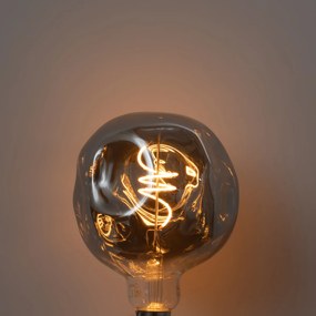 Lâmpada LED E27 regulável com filamento espiral G125 espelhada prata 4W 75 lm 1800K