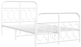 Estrutura de cama com cabeceira e pés 120x190 cm metal branco