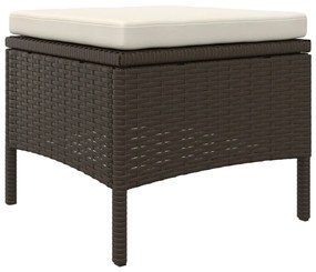 Sofá de jardim de 2 lugares com mesa e bancos vime PE castanho