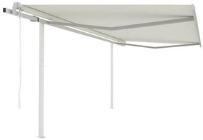 Toldo retrátil automático com postes 4x3 m cor creme