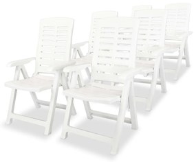 vidaXL Cadeiras de jardim reclináveis 6 pcs plástico branco