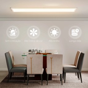 Conjunto de 4 Candeeiros de Teto Reguláveis em Cor com Interruptor DIP e de Parede 3000K/4000K/6000K 120x30x3,7 cm Branco