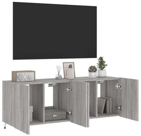 Móveis de parede para TV com luzes LED 2 pcs cinzento sonoma