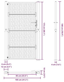 Portão de jardim 105x180 cm design cruzado de aço preto