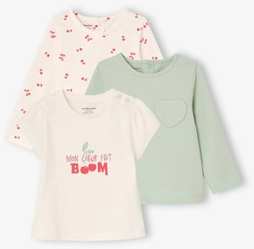 Lote de 3 camisolas Basics de mangas compridas para menina cru