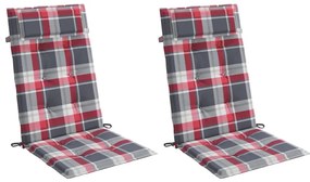 Almofadões p/ cadeira encosto alto 2 pcs oxford xadrez vermelho