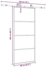 Porta deslizante c/ conj. ferragens 90x205cm vidro ESG preto