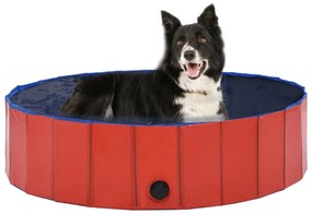 Piscina para cães dobrável 120x30 cm PVC vermelho