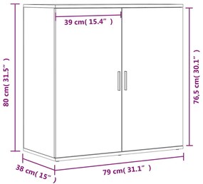 Aparadores 2 pcs 79x38x80 cm derivados de madeira preto
