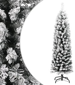 vidaXL Árvore de Natal artificial fina com neve 120 cm PVC verde