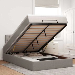 vidaXL Estrutura de cama otomana com colchão 120x190cm tecido cinzento