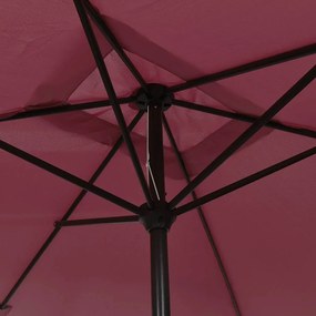 Guarda-sol de exterior com poste metal 300x200 cm bordô