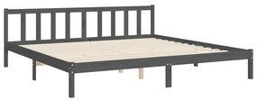Estrutura de cama com cabeceira 200x200 cm madeira maciça cinza