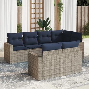 vidaXL 7 pcs conjunto sofás p/ jardim c/ almofadões vime PE cinzento