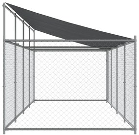 Jaula para cão com telhado/porta 8x2x2 m aço galvanizado cinza