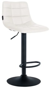 Banco de bar Jerry em couro sintético com estrutura preta 87-108,5 x 43 x 46,5 cm Branco