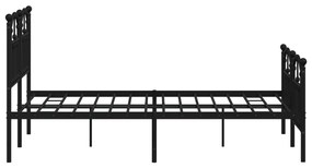 Estrutura de cama com cabeceira e pés 120x190 cm metal preto
