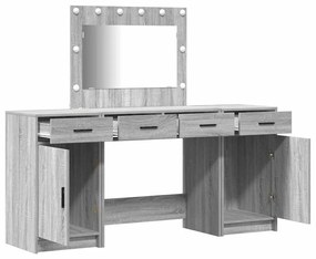 Conjunto de Toucador de 3 Peças com LED Cinza Sonoma Madeira Engenhari
