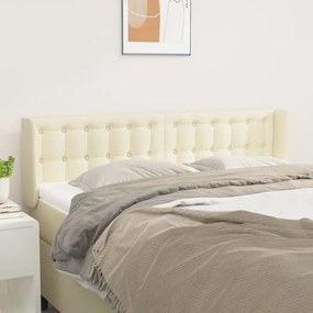 3118860 vidaXL Cabeceira de cama c/ abas couro artificial 147x16x78/88cm creme