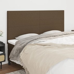3116077 vidaXL Cabeceira de cama 4 pcs tecido 100x5x78/88 cm castanho -escuro