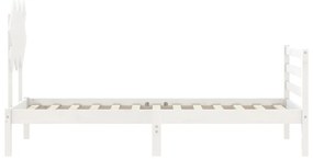 Estrutura cama de solteiro c/ cabeceira madeira maciça branco