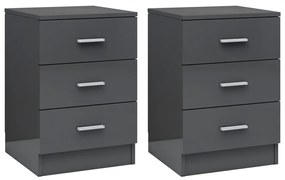 vidaXL Mesas de cabeceira 2 pcs 38x35x56cm contrap. cinzento brilhante