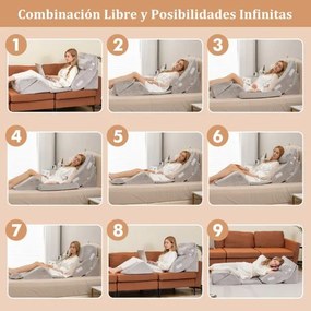 Conjunto de almofadas de espuma viscoelástica com apoio de cabeça amovível Apoio de costas amovível Apoio de costas confortável Cinzento