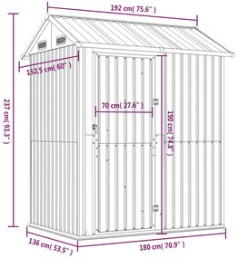 Abrigo de jardim 192x152,5x237 cm aço galvanizado verde