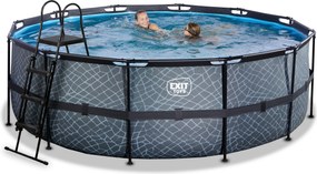 Piscina redonda Stone ø427x122cm com bomba de filtragem -Cinzenta