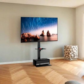 Suporte para TV de 32-70 polegadas para televisores planos e curvos de até 45 kg, pés de suporte para TV ajustáveis em altura de 108-132 cm com 2 toma
