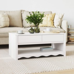 Mesa de Centro vidaXL "DRAMMEN" Branca 99x55x45 cm Madeira Sólida de P