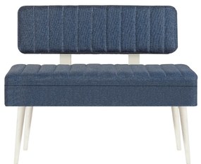 Conjunto de Mesa de Jantar Extensível e Cadeiras Vina – Branco e Azul