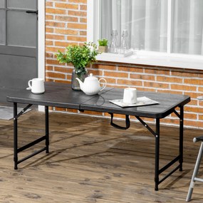 Outsunny Mesa de Jardim Dobrável Mesa de Exterior com Altura Ajustável para 4 Pessoas para Pátio Varanda Carga Máx. 60kg 118x60x56-74cm Cinza Escuro