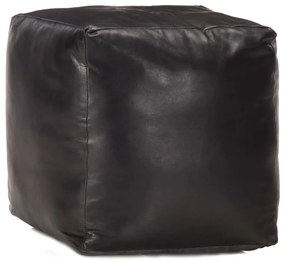 vidaXL Pufe 40x40x40 cm couro de cabra genuíno preto