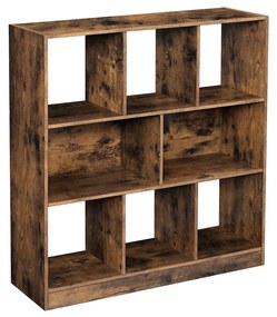 Estante VASAGLE, estante de madeira com compartimentos abertos, unidade de armazenamento independente para sala de estar, quarto, quarto infantil, 97,5 x 30 x 100 cm, marrom rústico LBC52BX