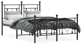 Estrutura de cama com cabeceira e pés 120x190 cm metal preto